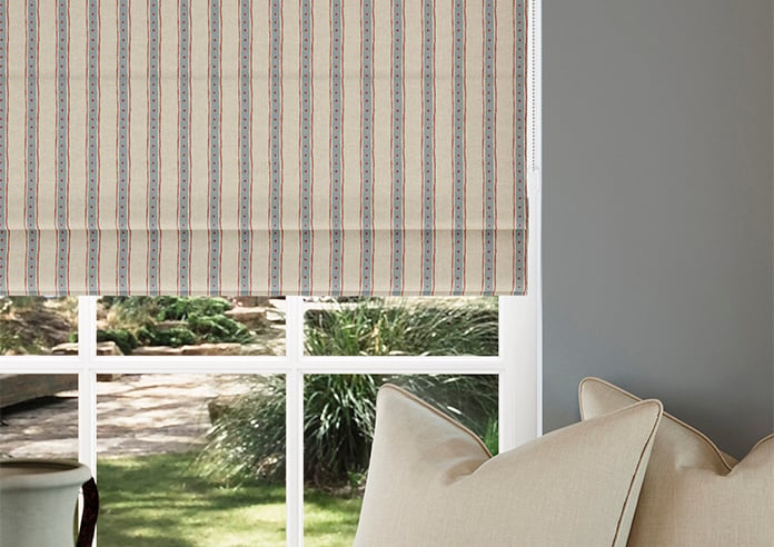 Emily Bond Block Printed Stripe, Blue & Red - Twist&Fit Roman Blind - Image 5